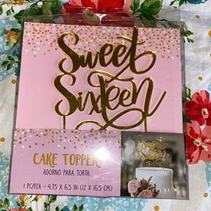 Gold Sweet 16 cake topper.